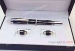 Replica Mont Blanc Cufflinks and Pen Set - Black Mystery Rollerball Pen